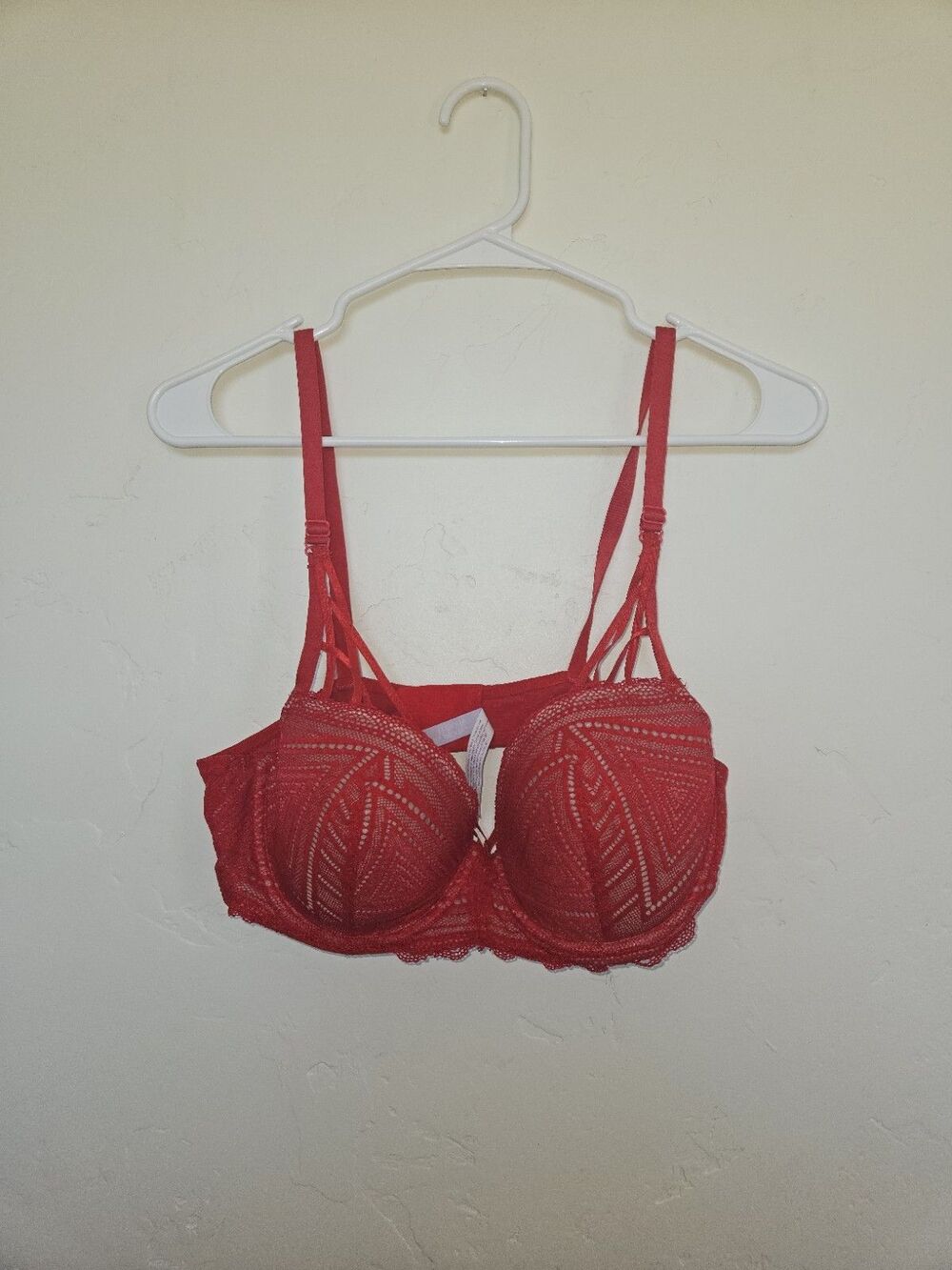 Adored By Adore Me Women Bra 38C Red Tessa Geometric Balconette Underwired